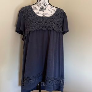 Dark Gray Top with Embroider Size 3X